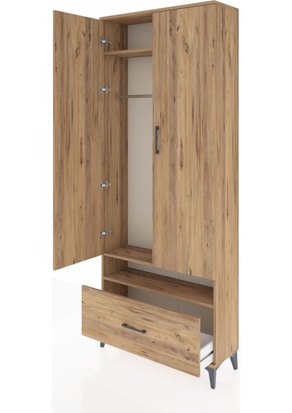 Arges Dolap 3 Raflı Tek Çekmeceli Tek Askılı 88X30X221 Çam-Çam fırsatları