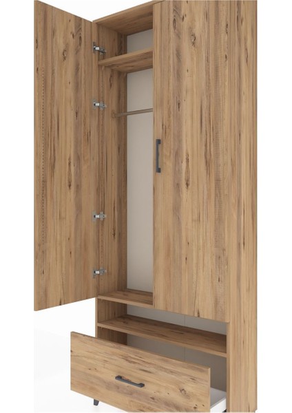 Arges Dolap 3 Raflı Tek Çekmeceli Tek Askılı 88X30X221 Çam-Çam indirimleri