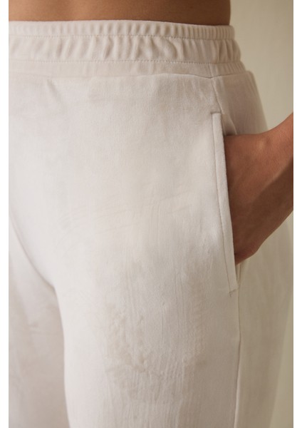 Bej Yumuşak Kadife Sıcak Tutan Termal Etkili Jogger Eşofman Altı fırsatları