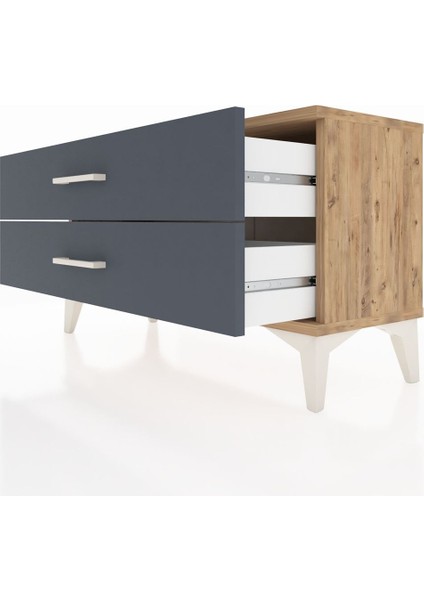 Arges Şifonyer 2 Çekmeceli 88X30X48 Çam-Antrasit indirimleri