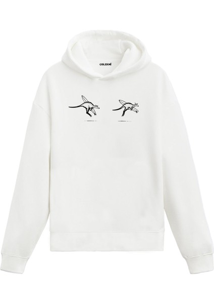 Sörfcü Kanguru Tasarım Baskılı Unisex Kapüşonlu Hoodie