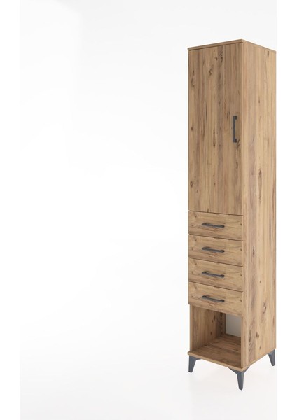 Hyperion Dolap 2 Raflı 4 Çekmeceli Tek Askılı 44X44X221 Çam-Çam modelleri