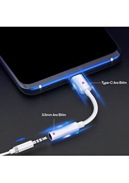 Srknx Çalıştır Mikrofonlu Type-C To Aux 3.5mm Kulaklık Jak Dönüştürücü Yüksek Kaliteli M modelleri
