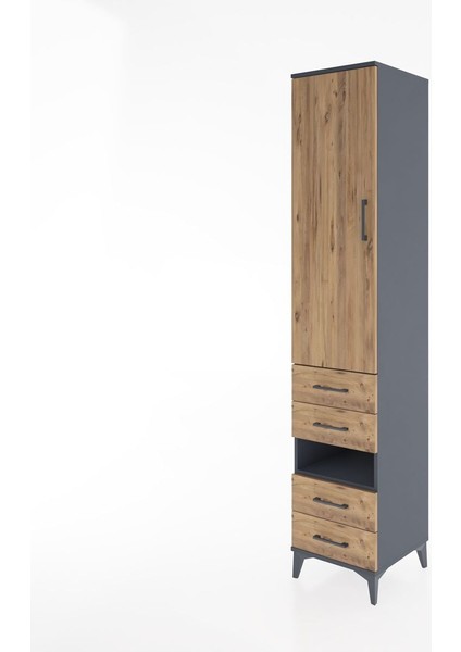 Hyperion Dolap 3 Raflı 4 Çekmeceli Tek Askılı 44X44X221 Antrasit-Çam modelleri