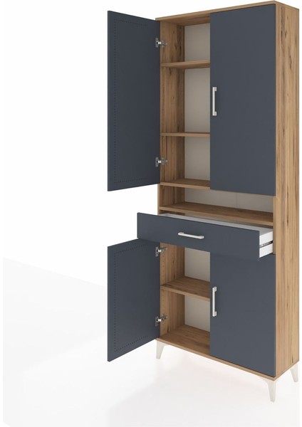 Arges Dolap 5 Raflı Tek Çekmeceli 4 Kapaklı 88X30X221 Çam-Antrasit fırsatları