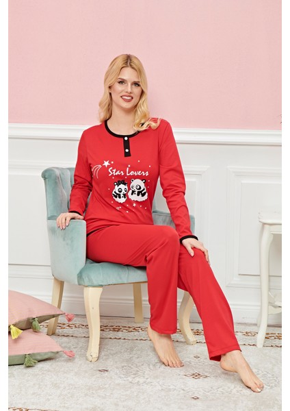 Bayan Uzun Kollu Pijama Takımı Model No 7576