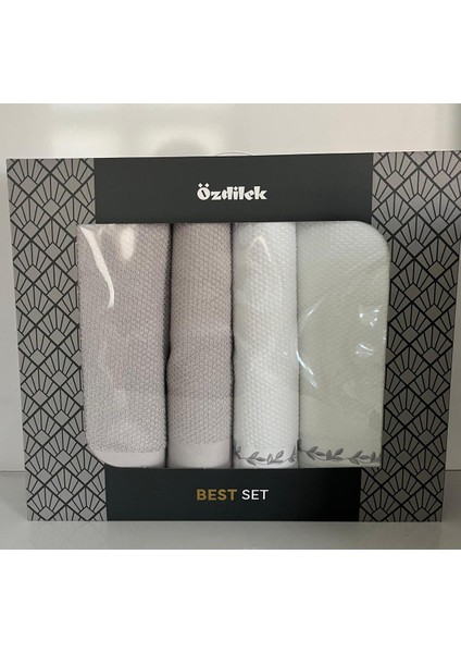 Filgo Best Set Hamam Takımı Havlu Seti Gri-Beyaz