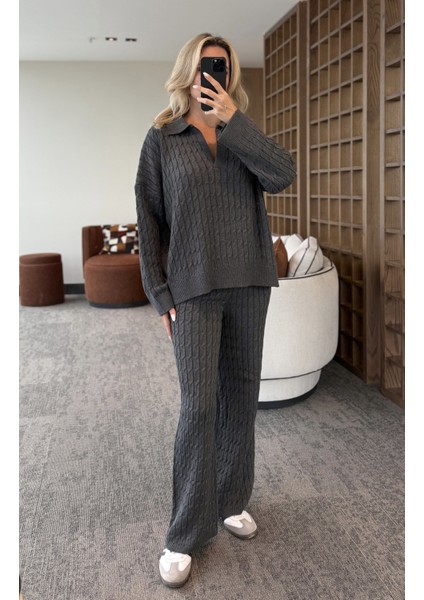 Gri Örgü Triko Takım - 98074 fiyatları