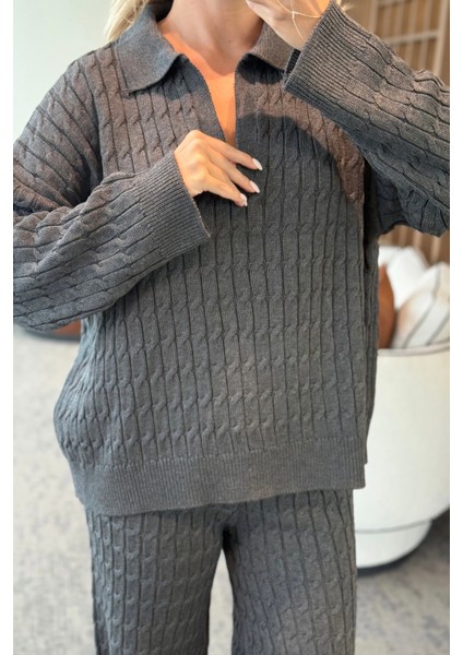 Gri Örgü Triko Takım - 98074 modelleri