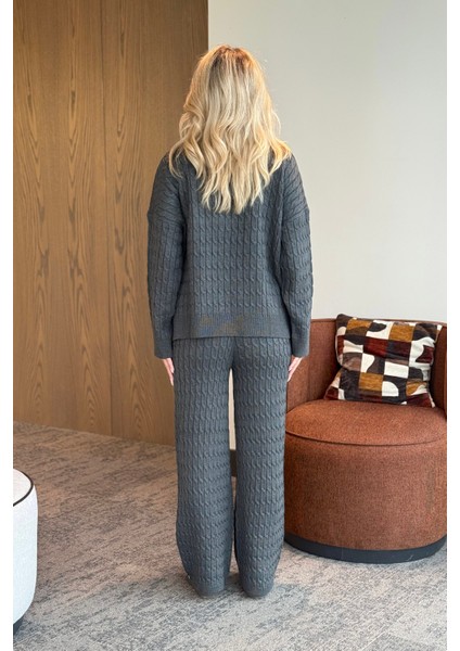 Gri Örgü Triko Takım - 98074 fırsatları