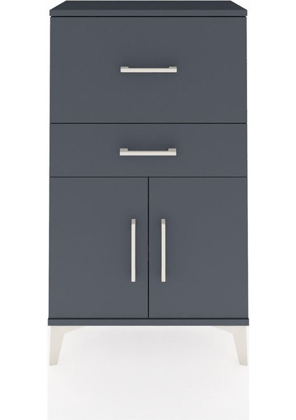 Arges Komodin Tek Raflı 2 Çekmeceli 2 Kapaklı 60X30X106 Antrasit-Antrasit fiyatları