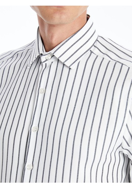 Yeni Sezon Slim Fit Uzun Kollu Çizgili Armürlü Erkek Gömlek modelleri