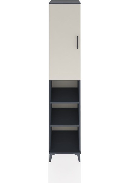 Hyperion Dolap 4 Raflı Tek Kapaklı Tek Askılı 44X44X221 Antrasit-Aytaşı