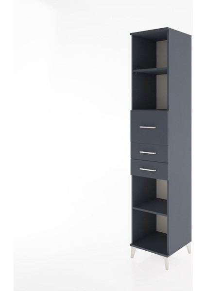 Hyperion Dolap 4 Raflı 3 Çekmeceli 44X44X221 Antrasit-Antrasit modelleri