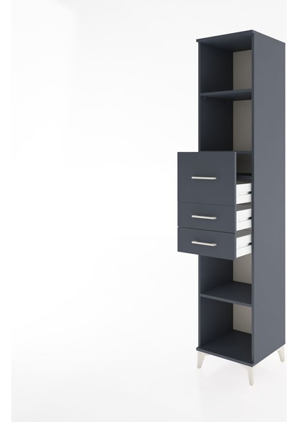 Hyperion Dolap 4 Raflı 3 Çekmeceli 44X44X221 Antrasit-Antrasit fırsatları