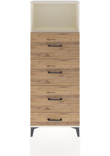 Arges Dolap Tek Raflı 4 Çekmeceli 60X30X163 Aytaşı-Çam