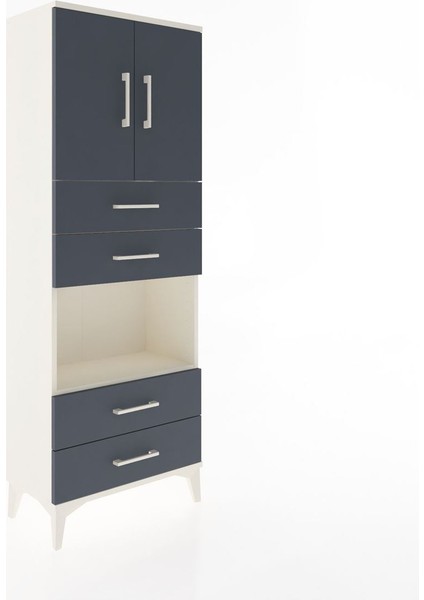 Arges Dolap 3 Raflı 4 Çekmeceli 2 Kapaklı 60X30X163 Aytaşı-Antrasit fiyatları