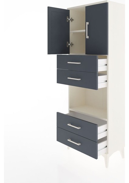Arges Dolap 3 Raflı 4 Çekmeceli 2 Kapaklı 60X30X163 Aytaşı-Antrasit fırsatları