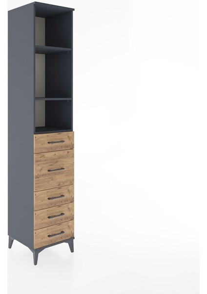 Hyperion Dolap 3 Raflı 5 Çekmeceli 44X44X221 Antrasit-Çam fiyatları