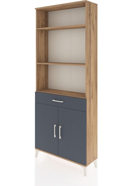Arges Dolap 4 Raflı Tek Çekmeceli 2 Kapaklı 88X30X221 Çam-Antrasit modelleri