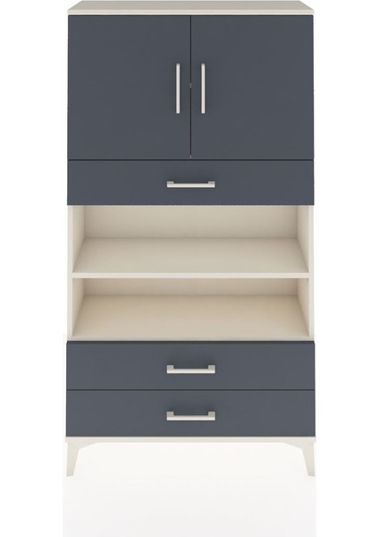 Arges Dolap 4 Raflı 3 Çekmeceli 2 Kapaklı 88X30X163 Aytaşı-Antrasit