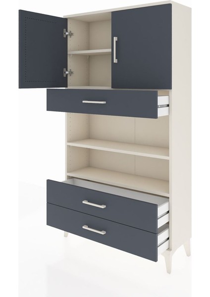 Arges Dolap 4 Raflı 3 Çekmeceli 2 Kapaklı 88X30X163 Aytaşı-Antrasit fırsatları