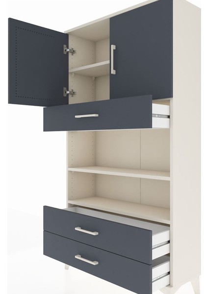 Arges Dolap 4 Raflı 3 Çekmeceli 2 Kapaklı 88X30X163 Aytaşı-Antrasit indirimleri