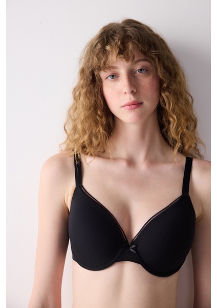 Siyah My Form Balenli Dolgusuz Toparlayıcı Sütyen