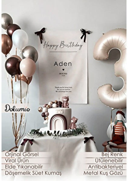Kişiye Özel Kumaş Doğum Günü Happy Birthday Iyi Ki Doğdun Duvar Örtüsü Panosu Flaması
