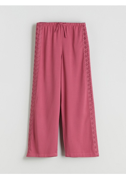 Yeni Sezon Beli Lastikli Desenli Kız Çocuk Pantolon