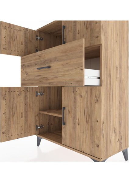 Hyperion Dolap 2 Raflı Tek Çekmeceli 4 Kapaklı 88X44X134 Çam-Çam indirimleri
