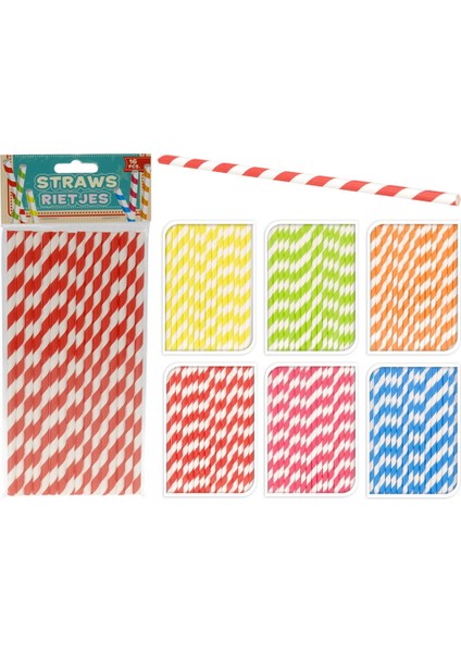 Houseware 16'lı Kağıt Pipet - Asorti