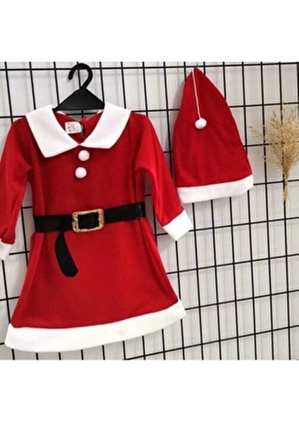 Noel Anne Kostümü Kadın Günlük Stil Düz Desenli Kırmızı Salopet Elbise
