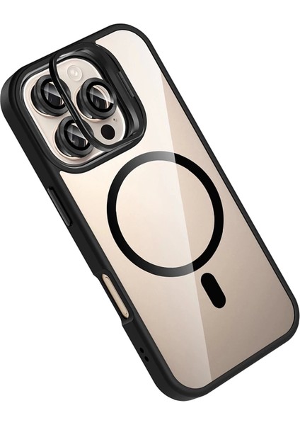 Bfs Apple iPhone 16 Pro Max Remim Lensli Magsafe Standlı Kapak - Siyah modelleri