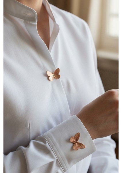 Butterfly Grace Yeni Trend Bronz Kelebek Düğme Kapağı Broş 1 Adet modelleri
