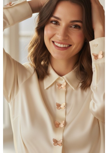 Butterfly Grace Yeni Trend Bronz Kelebek Düğme Kapağı Broş 1 Adet indirimleri