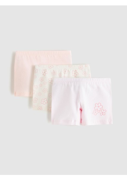 Yeni Sezon Beli Lastikli Çiçek Baskılı Kız Çocuk Boxer 3'lü