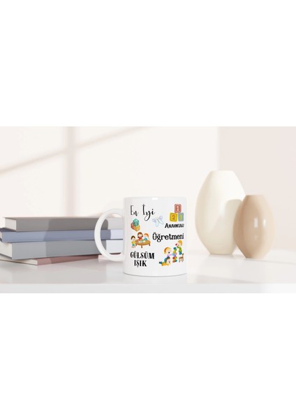 Anaokulu Öğretmeni Hediyesi – Kişiye Özel Porselen Kupa Bardak, Çift Taraf Baskılı, 300 Ml, Kutulu fiyatları