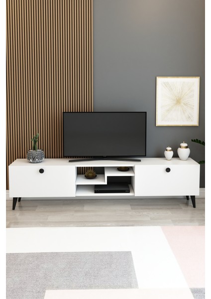 Model Z 150 cm Tv Ünitesi – Dekoratif Raflı Televizyon Ünitesi Iki Kapaklı Modern Tv Sehpası | Televizyon Konsolu