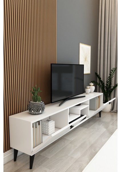 Model Z 150 cm Tv Ünitesi – Dekoratif Raflı Televizyon Ünitesi Iki Kapaklı Modern Tv Sehpası | Televizyon Konsolu fiyatları
