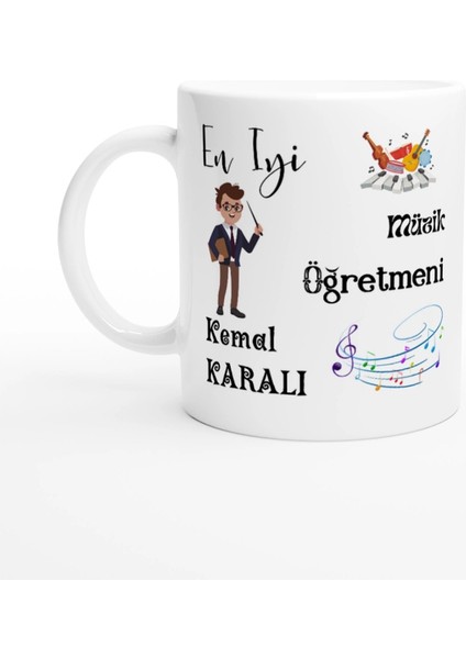 Müzik Öğretmeni Hediyesi – Kişiye Özel Porselen Kupa Bardak, Çift Taraf Baskılı, 300 Ml, Kutulu fiyatları