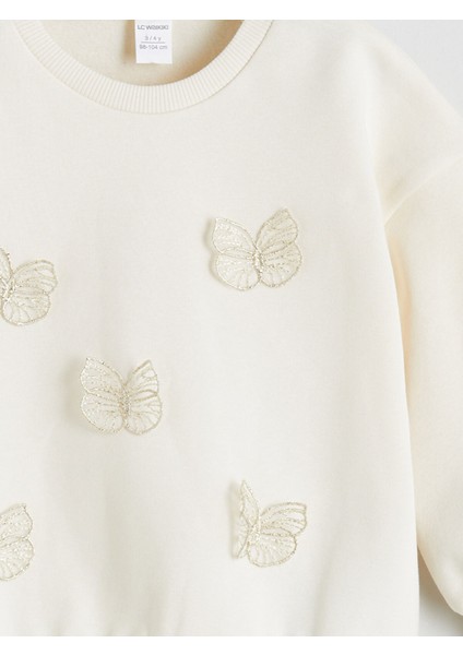 Yeni Sezon Kelebek Nakışlı Kız Çocuk Sweatshirt modelleri