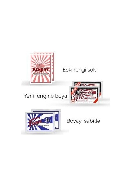 Kumaş Rengi Değişim Paketi 2 Adet Renk Sökücü + 2 Adet Vişne Çürüğü Boya + 2 Adet Fiske