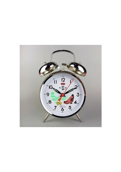 Nostaljik Gümüş Bakır Görünümlü Kurmalı Metal Çalar Saat Tavuklu Saat Anı Hatıra Saati
