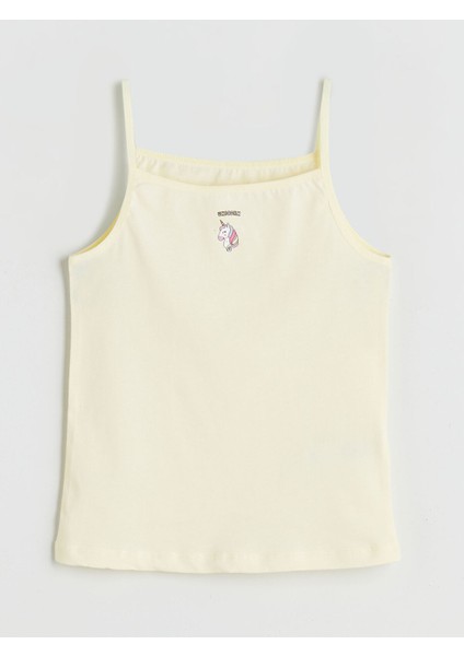 Yeni Sezon Askılı Kare Yaka Baskılı Kız Çocuk Atlet 2'li fiyatları