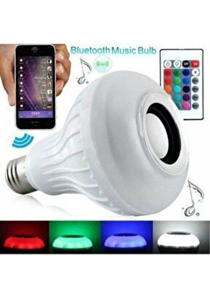 Gece Lambası Bluetooth Hoparlör Ledli Lamba Kumandalı Mp3 Çalar Ampul Renkli Ampul fırsatları