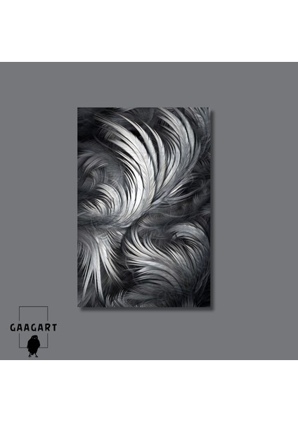 Tekli Dikey Kanvas Tablo Siyah Fon ve Beyaz Kuş Tüyleri modelleri