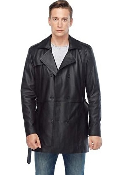Hakiki Deri Siyah Erkek Trençkot fiyatları