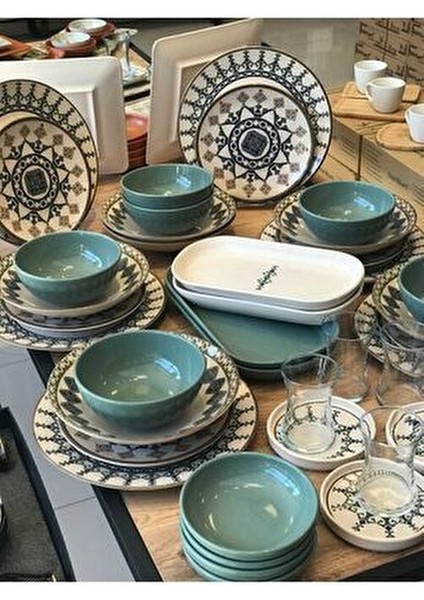 44 Parça 6 Kişilik Yemek/kahvaltı Takımı Yeşil