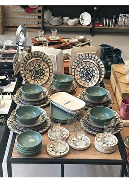 44 Parça 6 Kişilik Yemek/kahvaltı Takımı Yeşil fiyatları